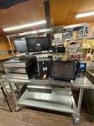 MULTI TIER S.S. EQUIPMENT TABLE ON WHEELS