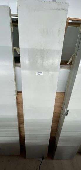 THIN WHITE STEEL DOORS 3PCS. APPROX. 17-24”WIDE, 7FT TALL