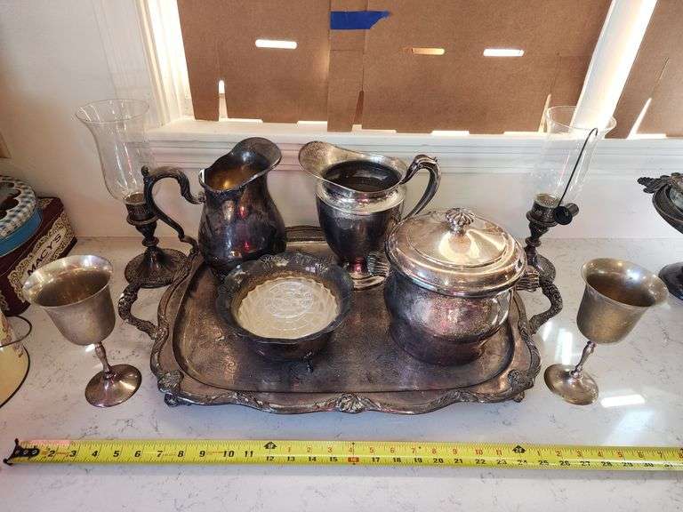 Silverplate & Silver Platter Pitchers Lamps more. Kitchen