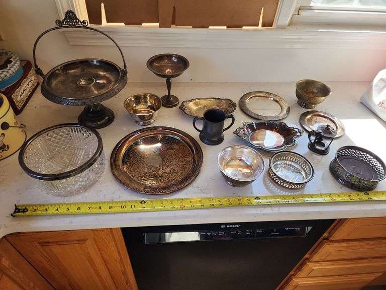 Silverplate and Glass Serving Plates Bowls & more. Kitchen