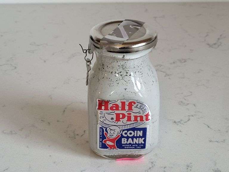 Vintage Half Pint Coin Bank Full of Nickels