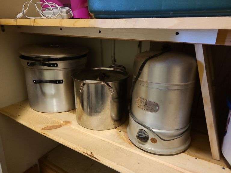 Pasteurizer, Slow Cooker, and Cook Pots in Hallway Closet