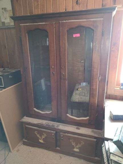 48x69x15 Locking Wood Gun Cabinet with Key in Upstairs Office