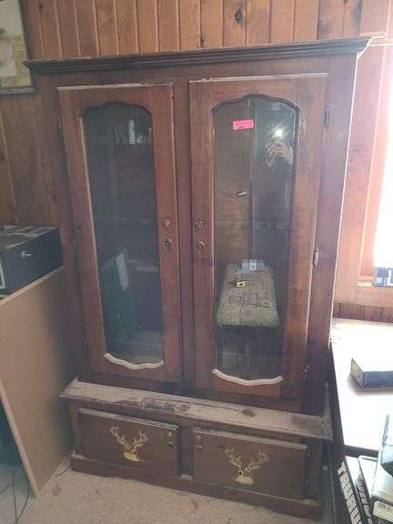 48x69x15 Locking Wood Gun Cabinet with Key in Upstairs Office