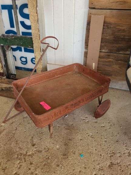 Vintage Lil Red Wagon on Back Patio