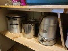 Pasteurizer, Slow Cooker, and Cook Pots in Hallway Closet
