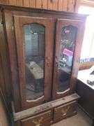 48x69x15 Locking Wood Gun Cabinet with Key in Upstairs Office