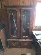48x69x15 Locking Wood Gun Cabinet with Key in Upstairs Office