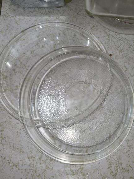 Pyrex  baking dishes.