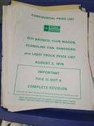 Bin of Ford Memorabilia, Spec Sheets, Confidential Inter-Company Info.  Bsmt