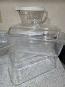 Pyrex  baking dishes.