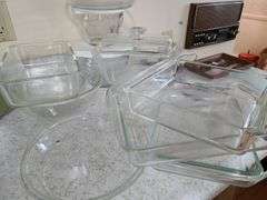 Pyrex  baking dishes.
