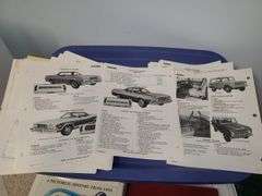 Bin of Ford Memorabilia, Spec Sheets, Confidential Inter-Company Info.  Bsmt