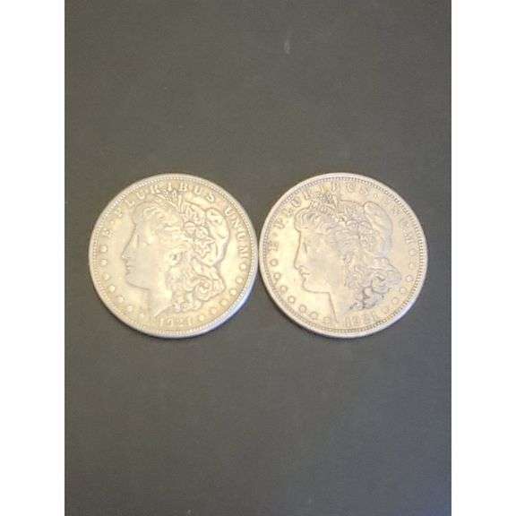 Morgan Silver Dollars - 1921 S & 1921 D US Silver Coins, Silver