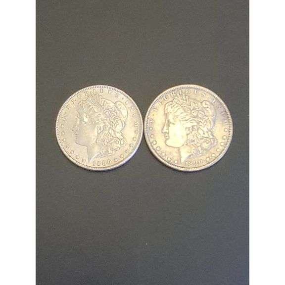 United States Mint Morgan Silver Dollar Coins - 1886 P, 1890 P, .900 Silver