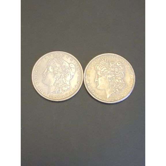 Morgan Silver Dollars 1896 P & 1898 P, US Mint, Circulated Silver Coins