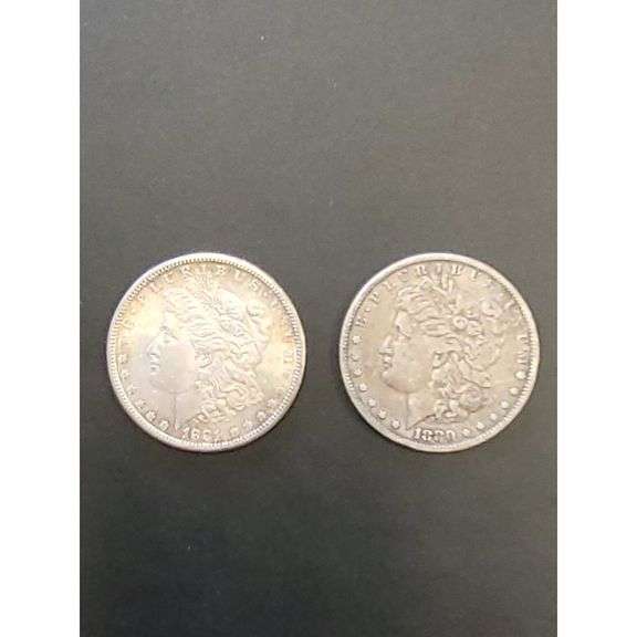 US Mint Morgan Silver Dollars 1880-O 1881-S Two Coin Set Circulated Silver