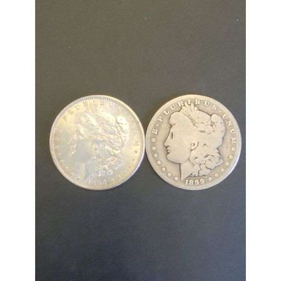 US Mint Morgan Silver Dollar Set - 1898 P, 1899 O - Two Historic .900 Fine Silver Coins