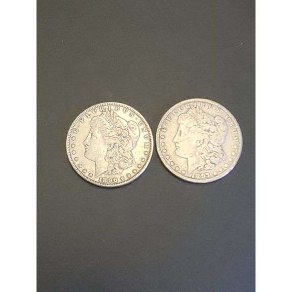 Morgan Silver Dollars - 1896 P, 1897 O, 90% Silver, Collectible US Coins