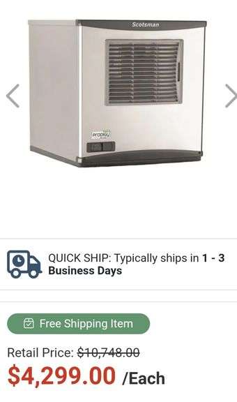 New Scratch  and Dent Scotsman 450 lb Flaker ( Sonic Ice) Ice Machine 