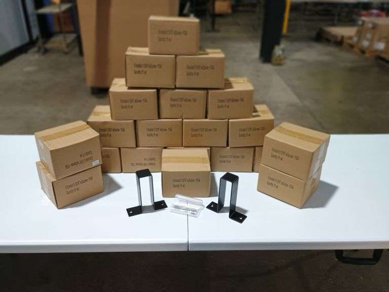 Bid x 20 Set of 2 NEW Industrial-Style Wrap-Around Metal Shelf Brackets ...