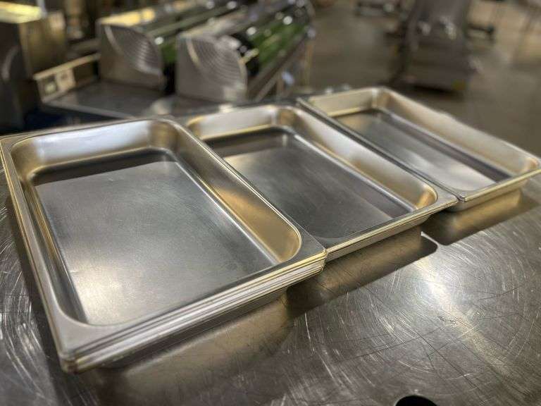 Bid is X 10 Full Size Stainless Steam Pans 21" X 3" Deep