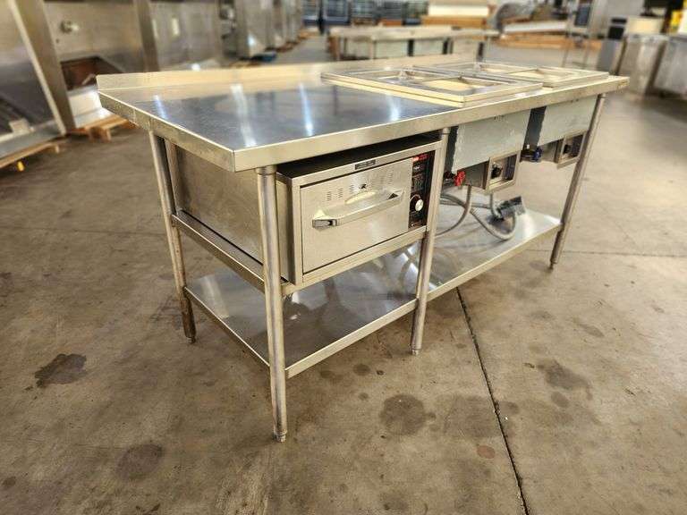 Two Well Steam Table Prep Station W/ Heated Holding Drawer Warmer 208 