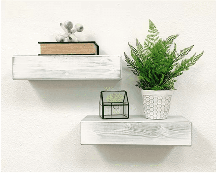 Bid x 37 NEW IN BOX DHD4114WH – Set of 2 White Floating Box Shelves 16" x 6" x 3.5"