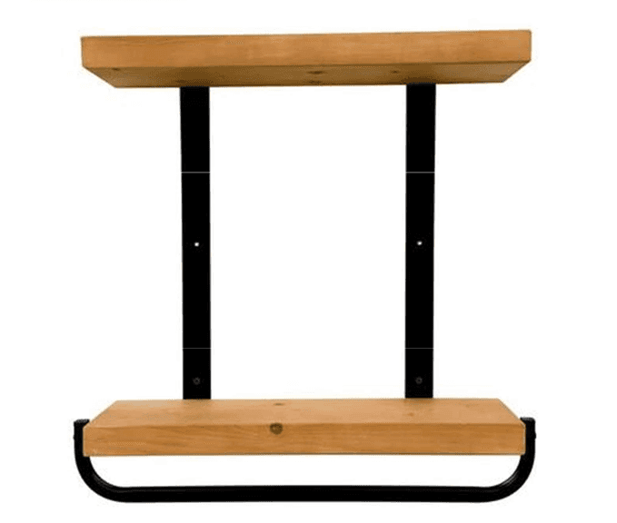 Bid x 79 NEW IN BOX S-2TR20L-TB - Rustic Industrial 20inch Light Wood 2-tier Floating Shelf with Towel Bar