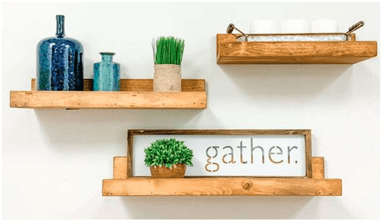 Bid x 8 NEW IN BOX DHD2044WLN – Set of 3 Light 16", 20", and 24" x 6" x 3.5" Rustic Floating Wall Shelves
