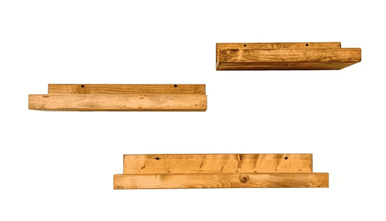 Bid x 8 NEW IN BOX DHD2044WLN – Set of 3 Light 16", 20", and 24" x 6" x 3.5" Rustic Floating Wall Shelves