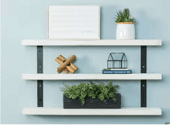 Bid x 170 NEW IN BOX DHD3110WH - 36" Industrial 3-Tier Floating Shelf White-Painted Pine Wood