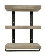 Bid x 180 NEW IN BOX DHD3211GR - 16" Industrial 3-Tier Floating Shelf Grey Stained Pine Wood
