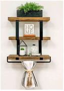 Bid x 26 NEW IN BOX DHD4022DW - NEW Ziggy Tiered Decorative Wall Shelf 6.125"D x 24"W x 24"H Dark Walnut