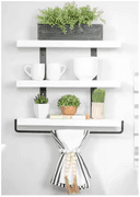 Bid x 59 NEW IN BOX DHD3221WH - 20" Industrial 3-Tier Floating Shelf White Stained Pine Wood