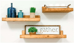 Bid x 8 NEW IN BOX DHD2044WLN – Set of 3 Light 16", 20", and 24" x 6" x 3.5" Rustic Floating Wall Shelves
