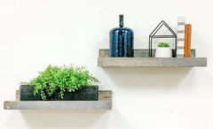 Bid x 14 NEW IN BOX DHD1320GR – Set of 2 Grey 20" x 6" x 3.5" Rustic Floating Wall Shelves