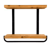 Bid x 9 NEW IN BOX S-2TR24L-TB - Rustic Industrial 24inch Light Wood 2-tier Floating Shelf with Towel Bar