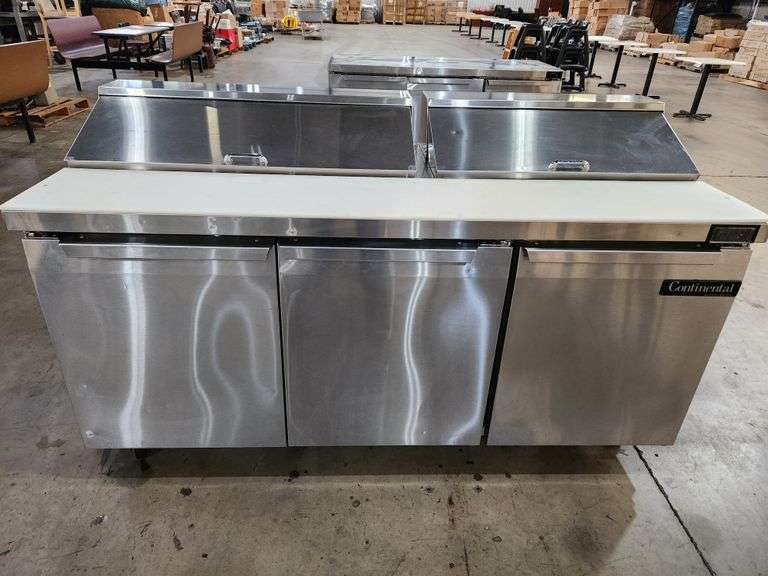 Continental SW72-N-18 72" Three-Door Refrigerated Sandwich Prep Table