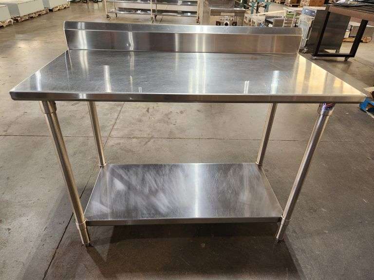 48" x 24" All-Stainless Work Table w/ Backsplash & Undershelf