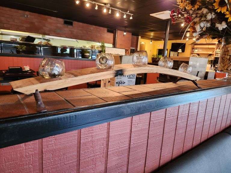 Rustic Barrel-Stave Candle Holder with Glass Cups β 36β Long