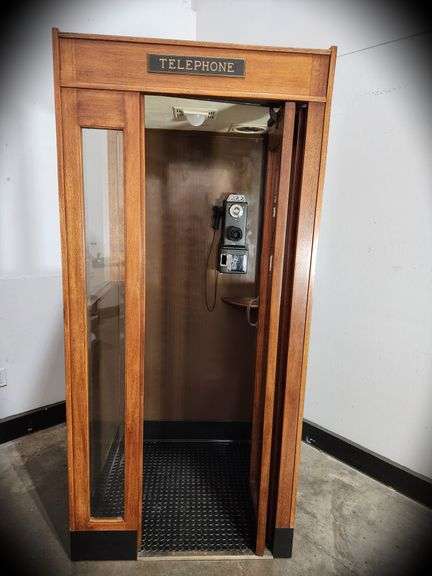 Vintage 1940s/50s Wooden Telephone Booth w/ Rotary Payphone – Automatic Electric / Kellogg Time Capsule