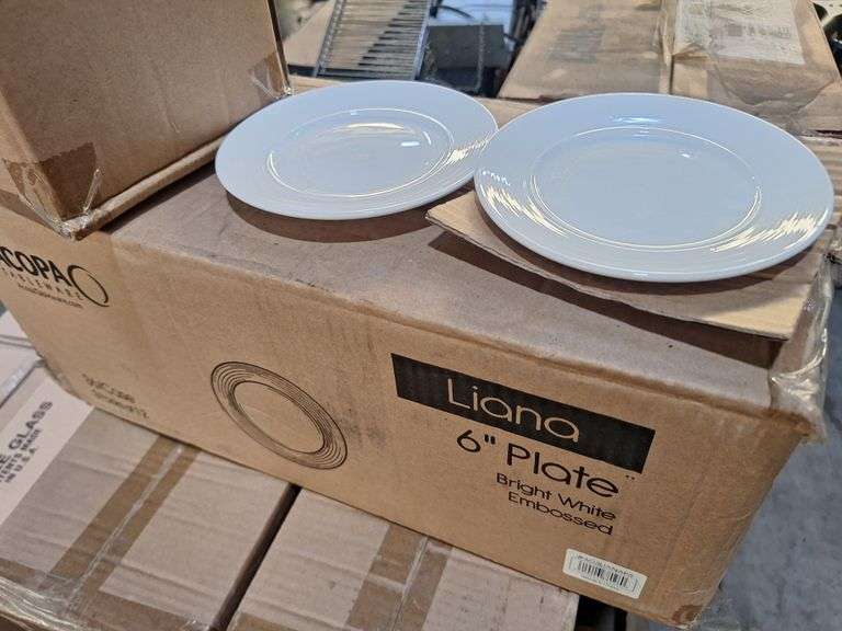 Bid x 36 White Embossed 6" Plates