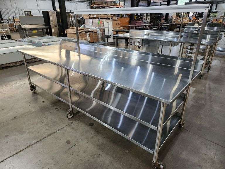Elkay 10' All-Stainless Work Table w/ Double Undershelves & Removable Ticket Holder