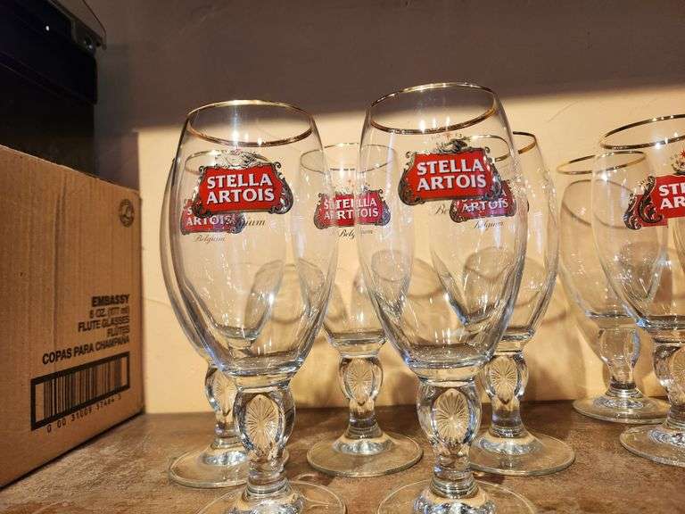 Bid x 5 Stella Artois βBelgiumβ Branded Beer Glasses
