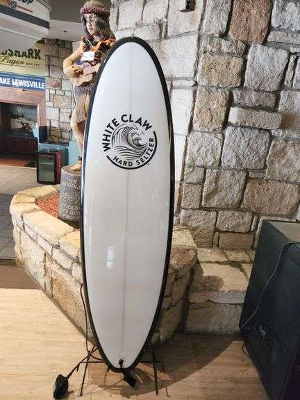 White Claw Hard Seltzer Branded Surfboard w/ Stand