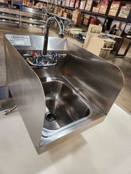 Krowne HS-30L Stainless Steel Wall-Mount Hand Sink w/ Side & Backsplash