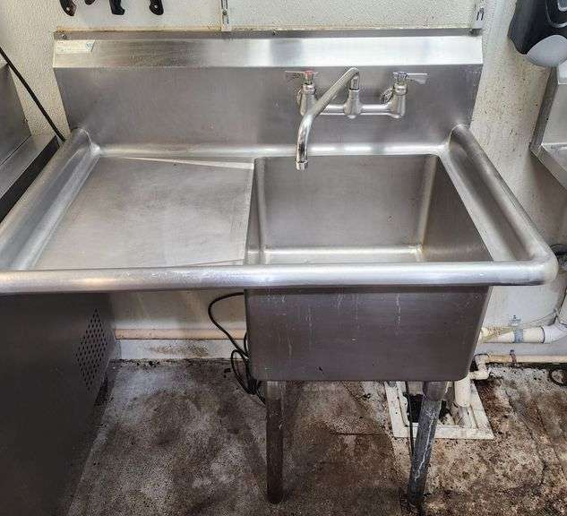 38" Stainless One Comp Sink W/ Left Side Drain Board