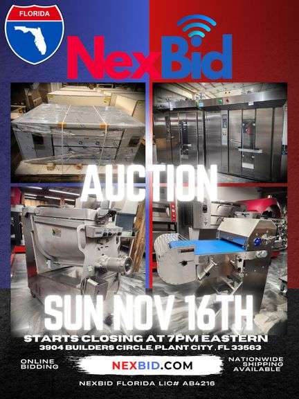 NEXBID FLORIDA MEGA RESTAURANT & BAKERY EQUIPMENT LIQUIDATION EVENT