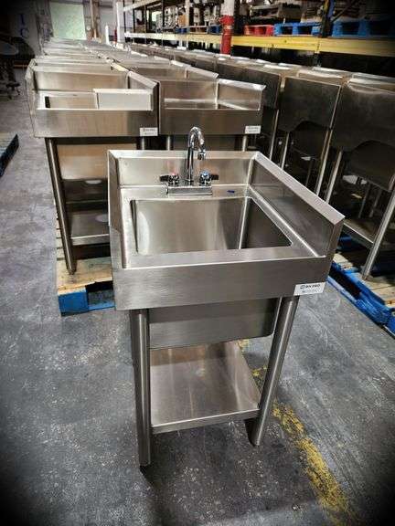 NEW BH PRO Stainless Steel Hand Sink with Faucet | 19” x 21” x 34” | NSF Certified | All Stainless Construction
